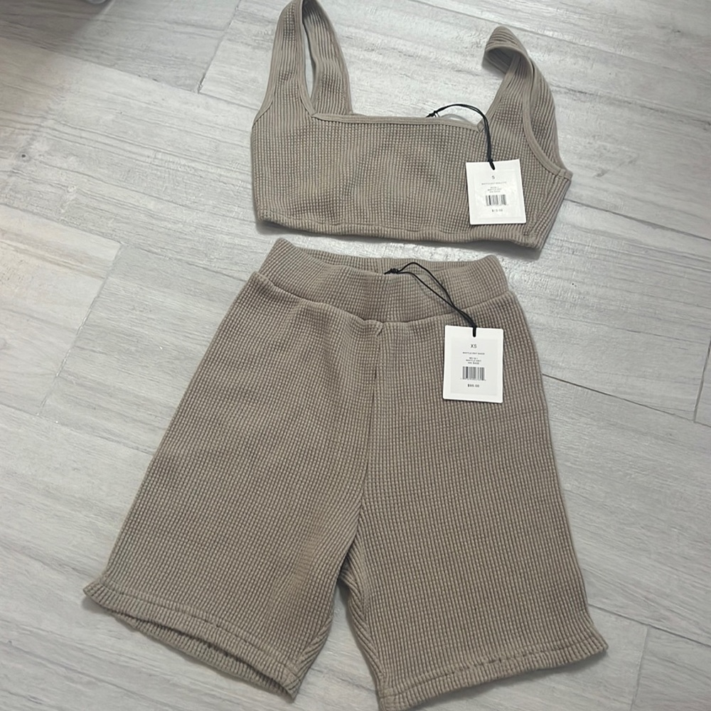 Onia waffle knit shorts and bralette set xs bottom small top